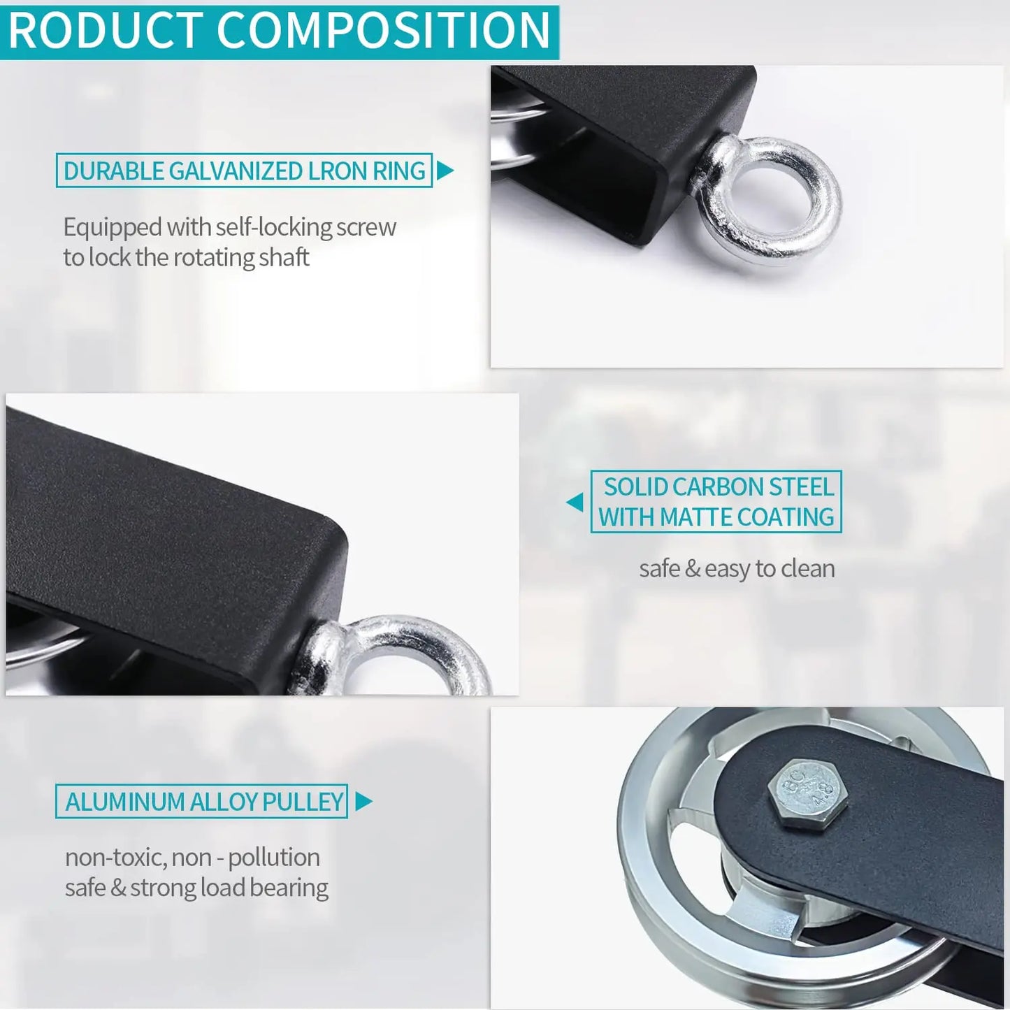 Polea de aluminio de alta resistencia - Sistema de fitness con rotación de 360°