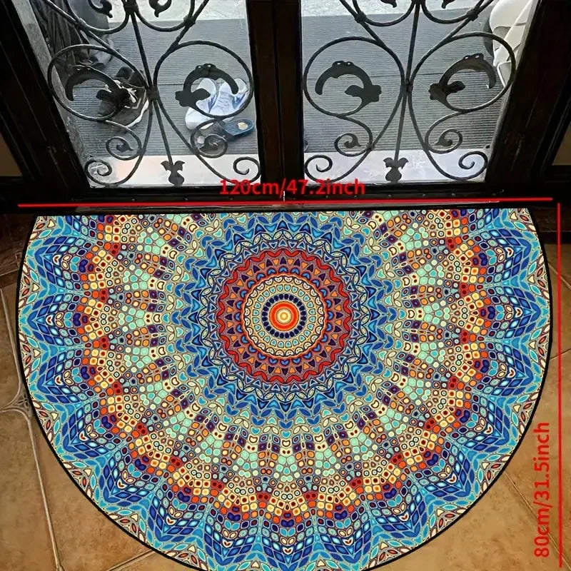 Crystal Velvet Boho Half Round Carpet - Non-Slip Door Rug