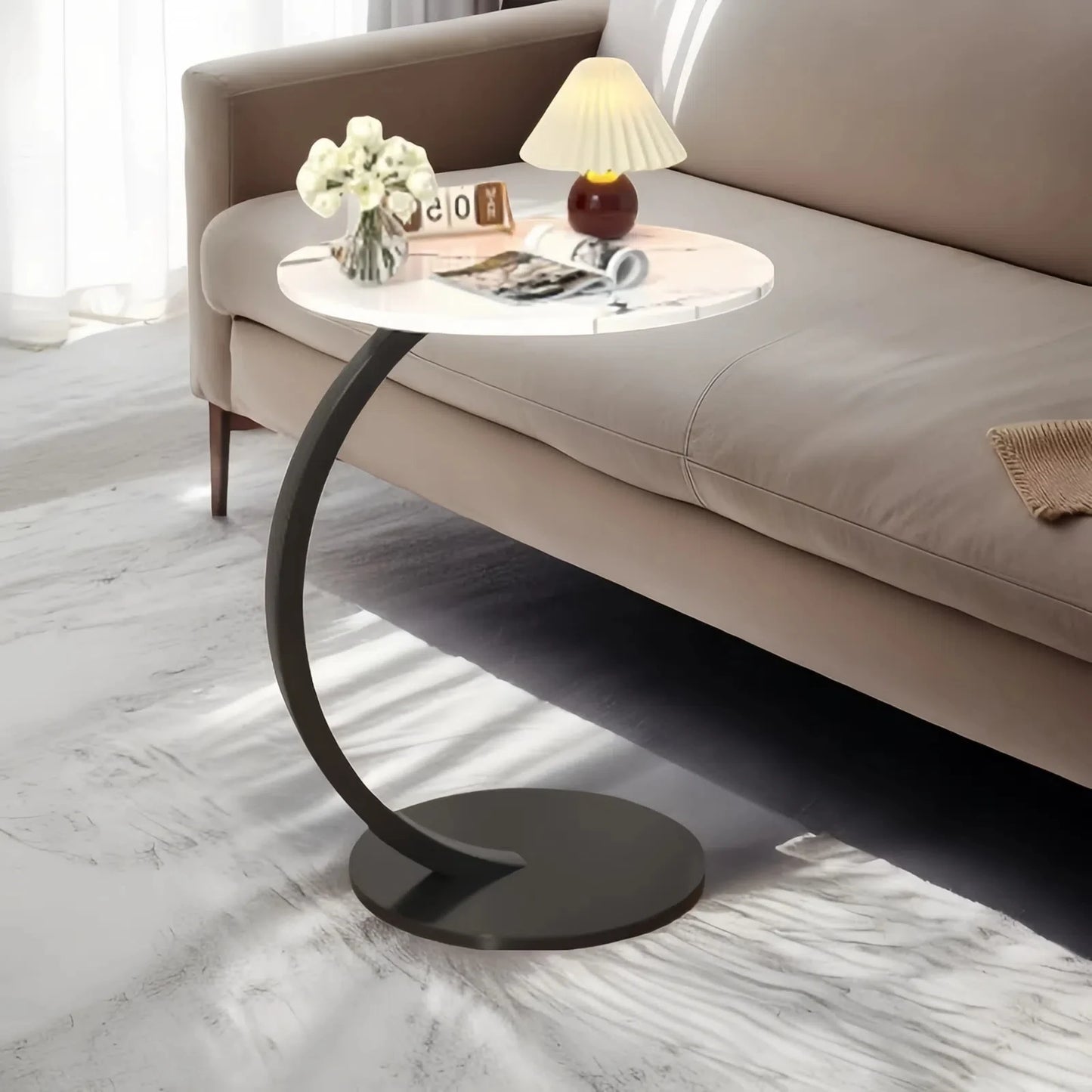 Light Luxury Round Side Table - Modern Metal Coffee Table