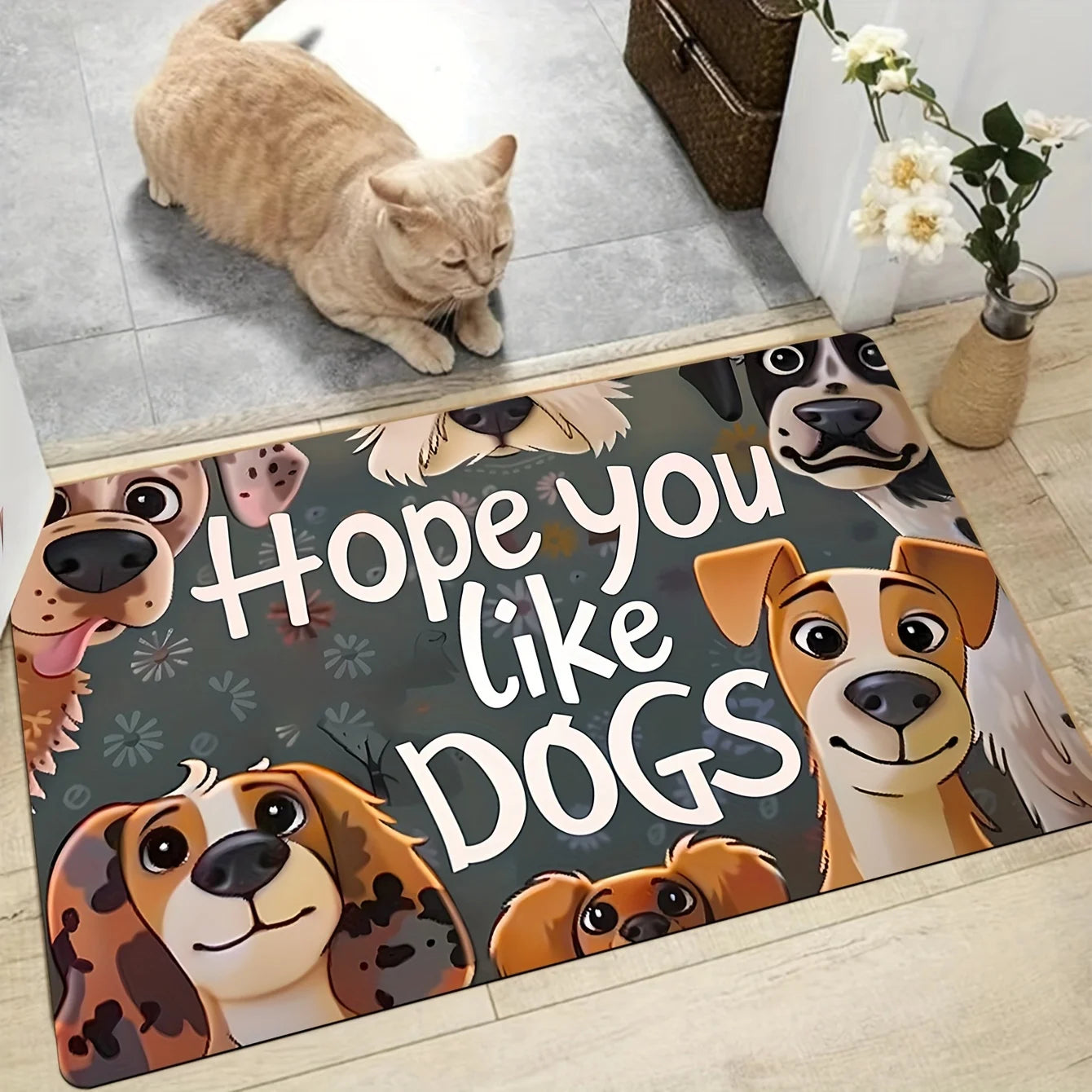 Cute Cartoon Cat & Dog Carpet - Welcome Doormat for Home