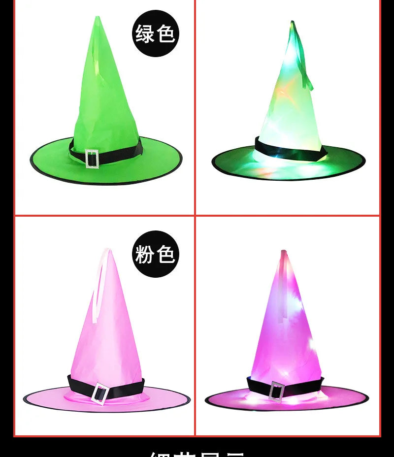 LED Halloween Witch Hat - Flashing Light Starry Sky Decoration