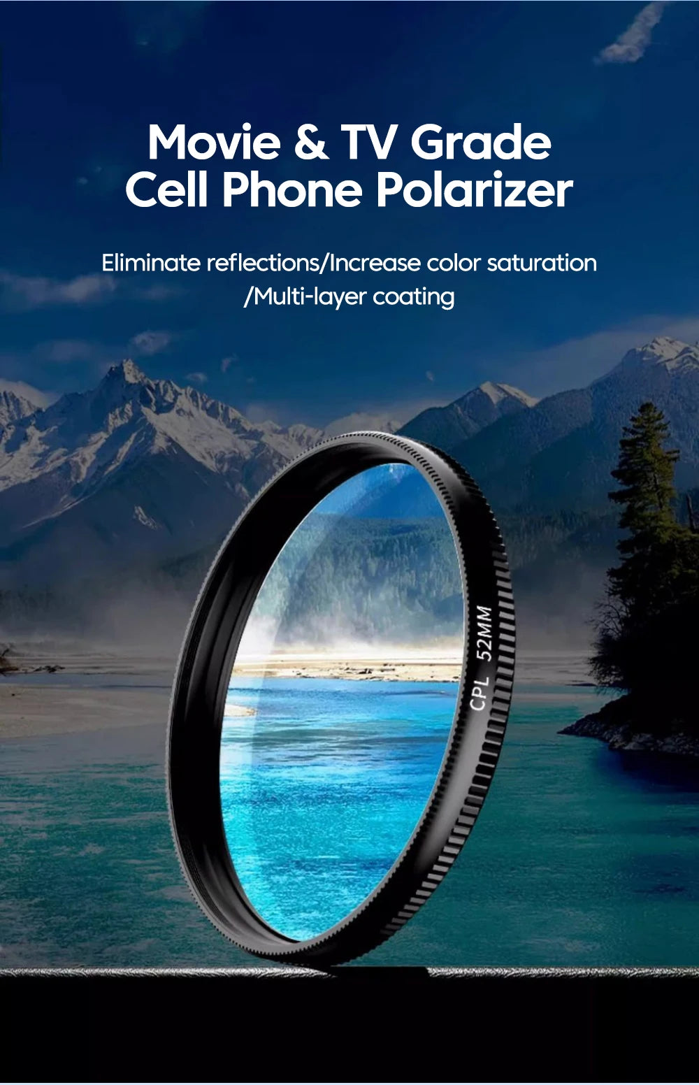 Universal Camera Lens Filter Kit - CPL UV Polarizer for Smartphones