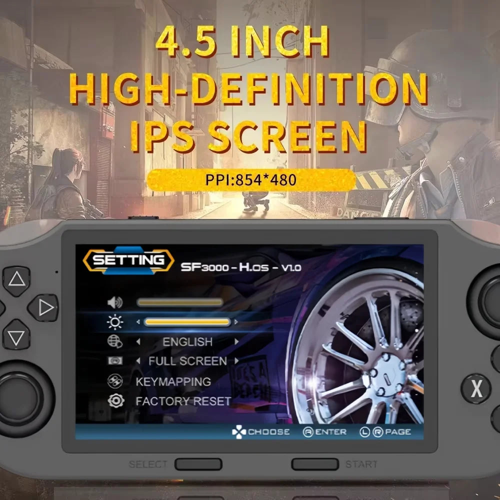 SF3000 Retro Handheld Game Console - 4.5" IPS Screen with 3000mAh Battery