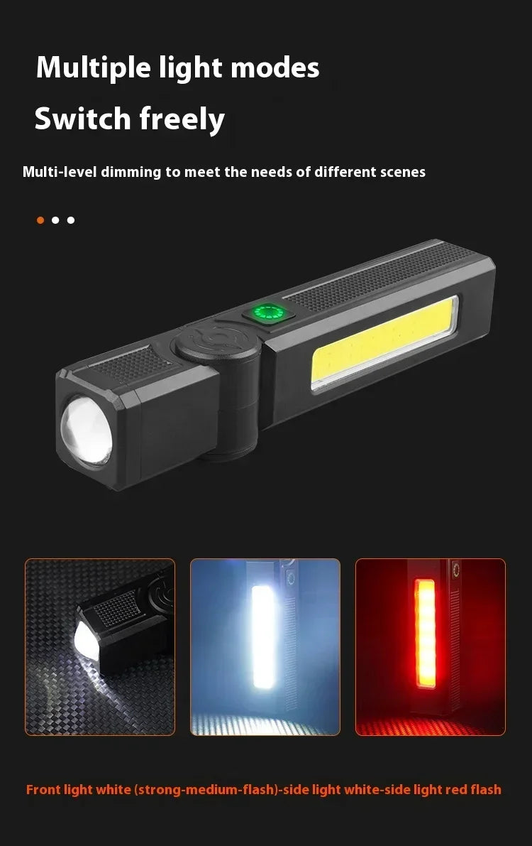 Lampe de travail magnétique à LED COB - Lampe de poche étanche rechargeable par USB