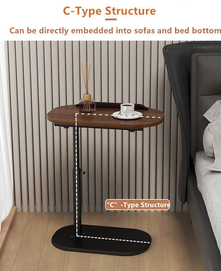 Adjustable C-Shaped Flip Sofa Side Table - Laptop Table
