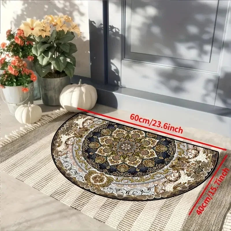 Crystal Velvet Boho Half Round Carpet - Non-Slip Door Rug