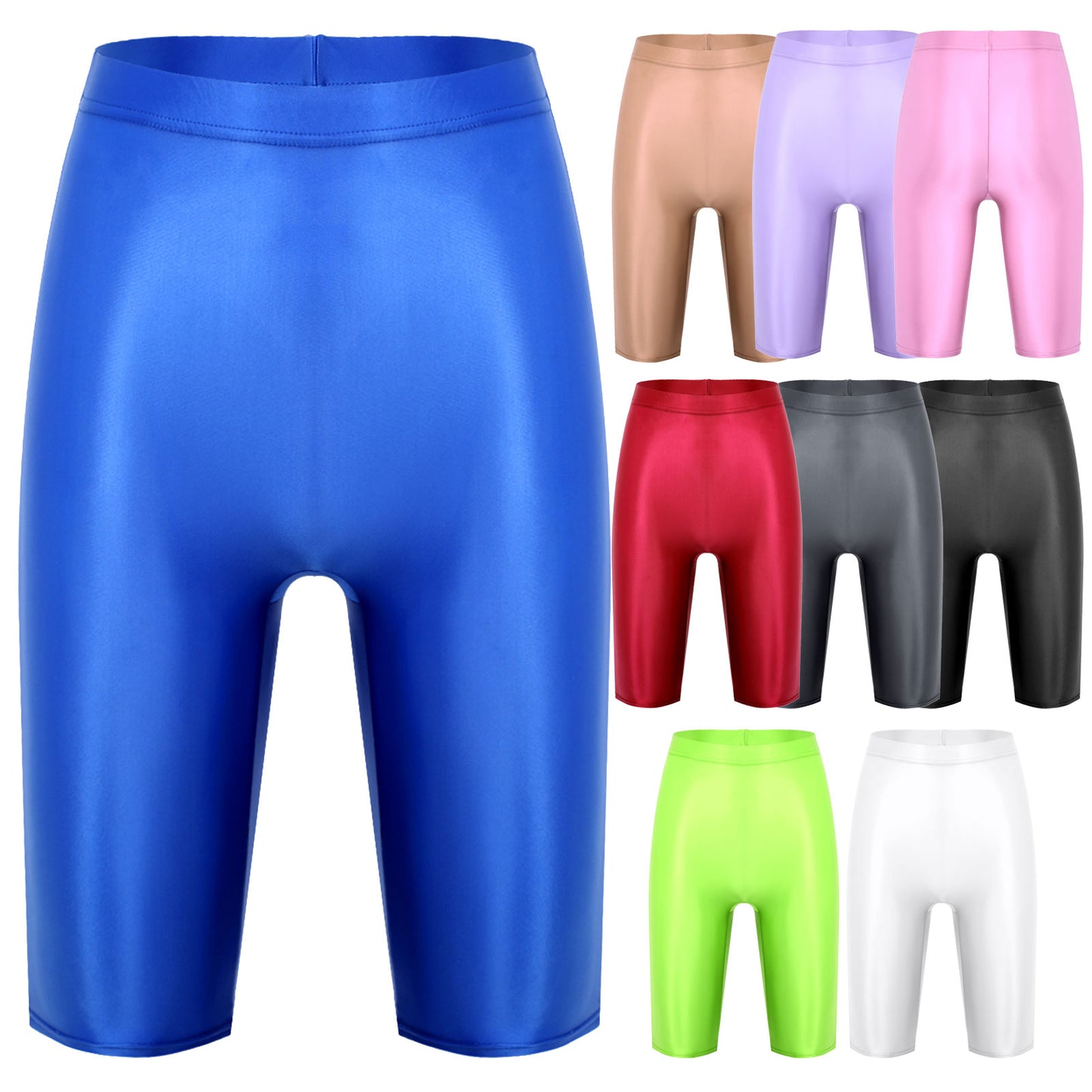 Women's High Waist Swim Shorts - Glossy Athletic Leggings Swimwear