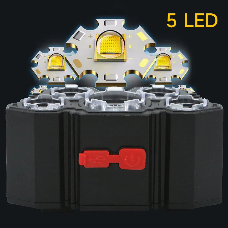 5 LED Rechargeable Headlamp - Hands-Free Adventure Light