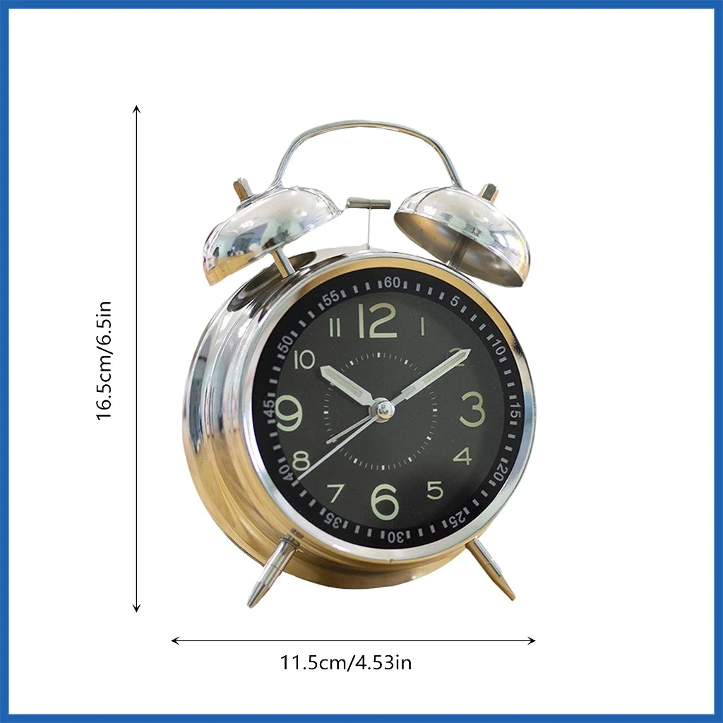Classic Twin Bell Alarm Clock - Loud Metal Desk Clock