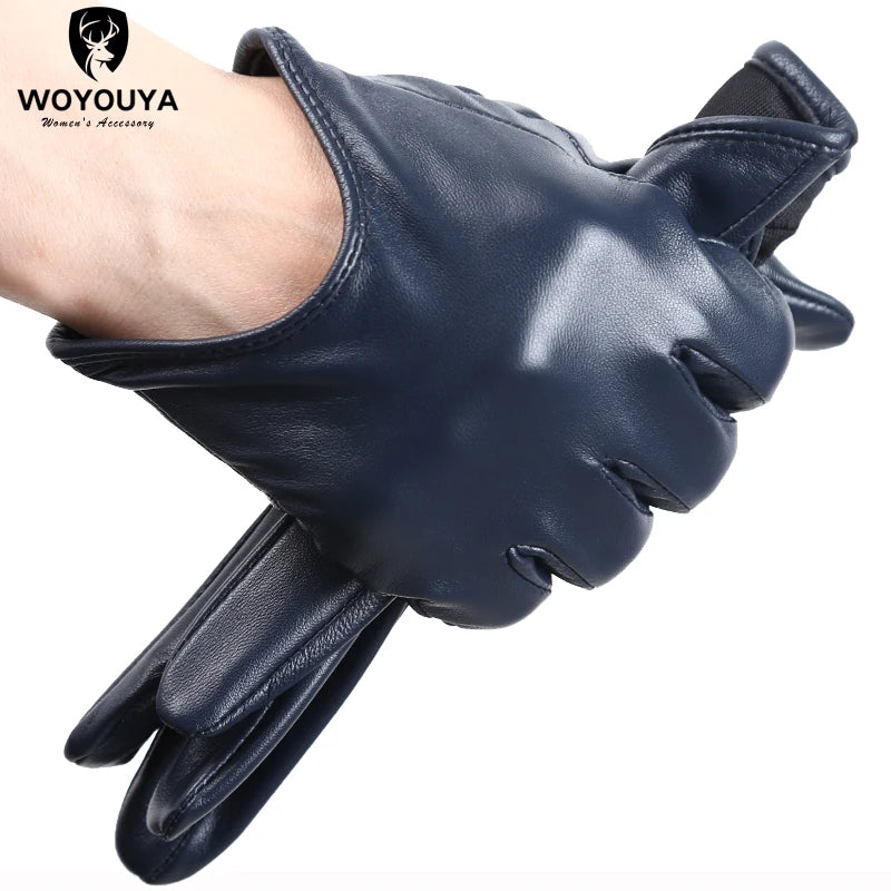 Guantes de cuero de moda para mujer: mitones cálidos de invierno