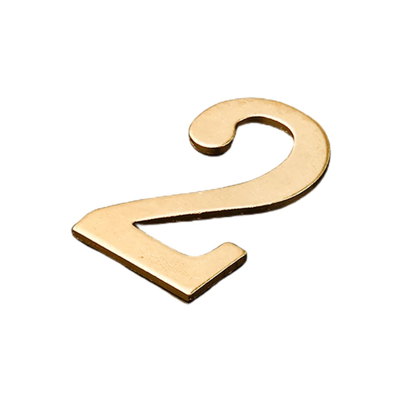 Golden Metal Door Numbers with Magnets - 7x4cm Address Labels