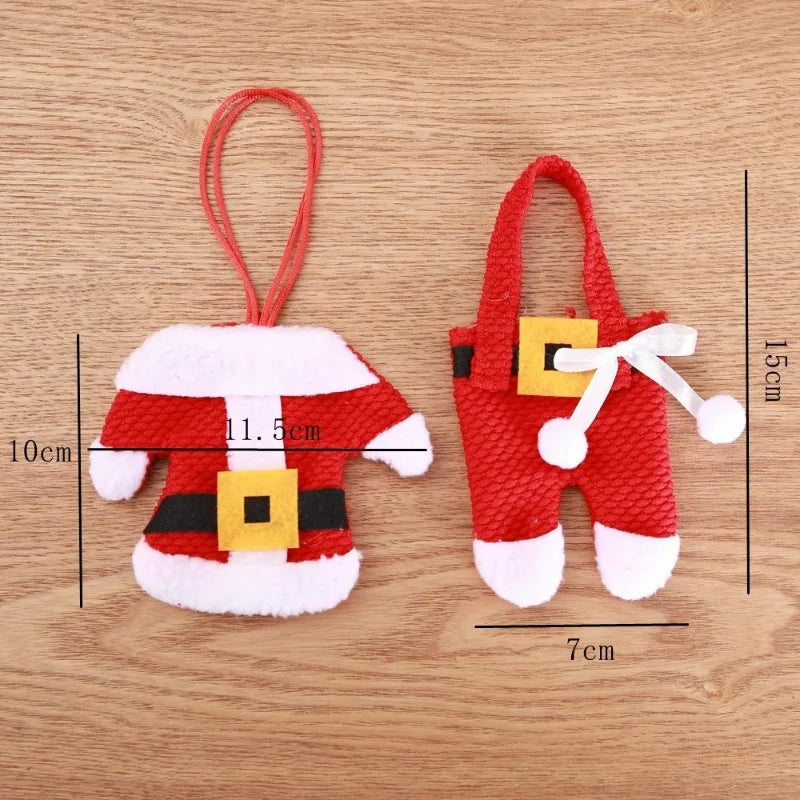 Christmas Cutlery Holder Bag - Santa Hat Fork Knife Sleeves