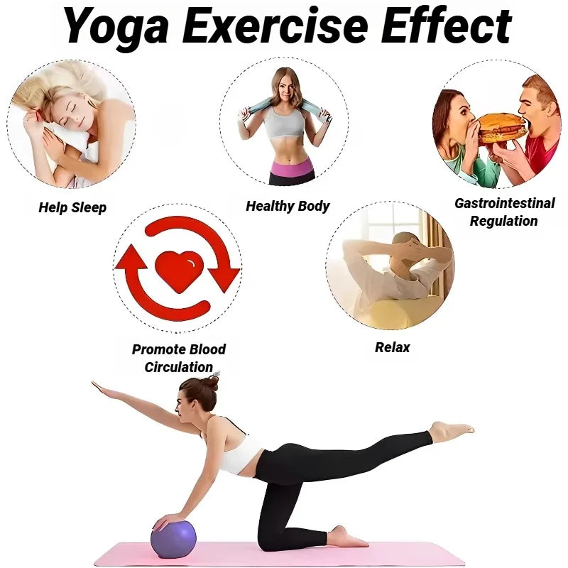 Yoga exercise effects with various benefits on a white background