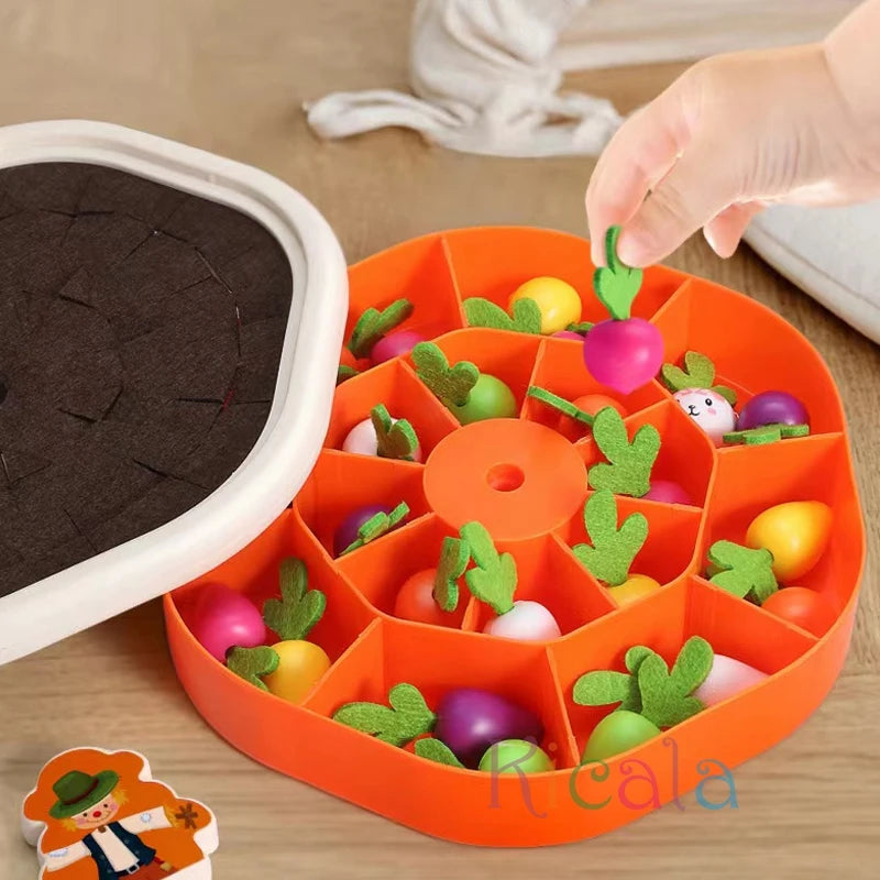 Montessori Pull Carrot Toy - Colorful Shape Counting Set