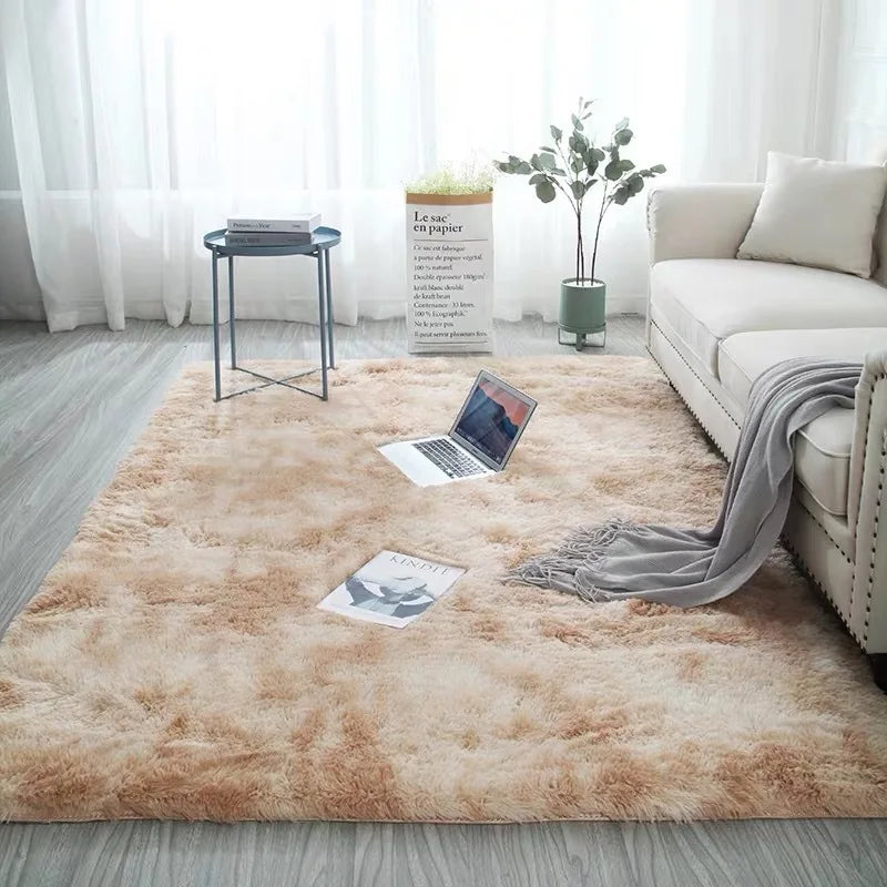 Tie-Dye Fluffy Carpets - Warm Plush Floor Mats for Kids
