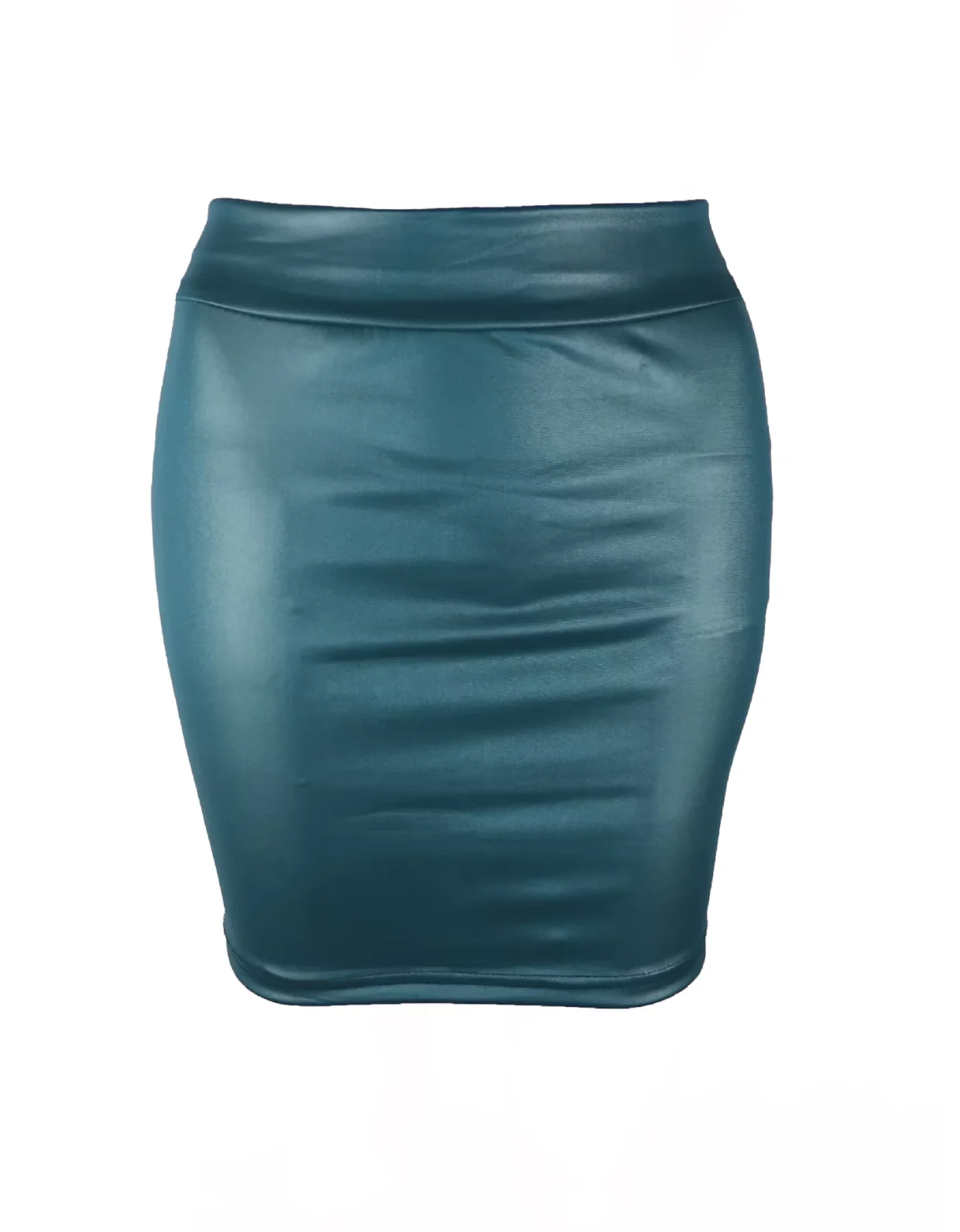 Leather Look Mini Skirt - High Waist PU Fashion Skirt