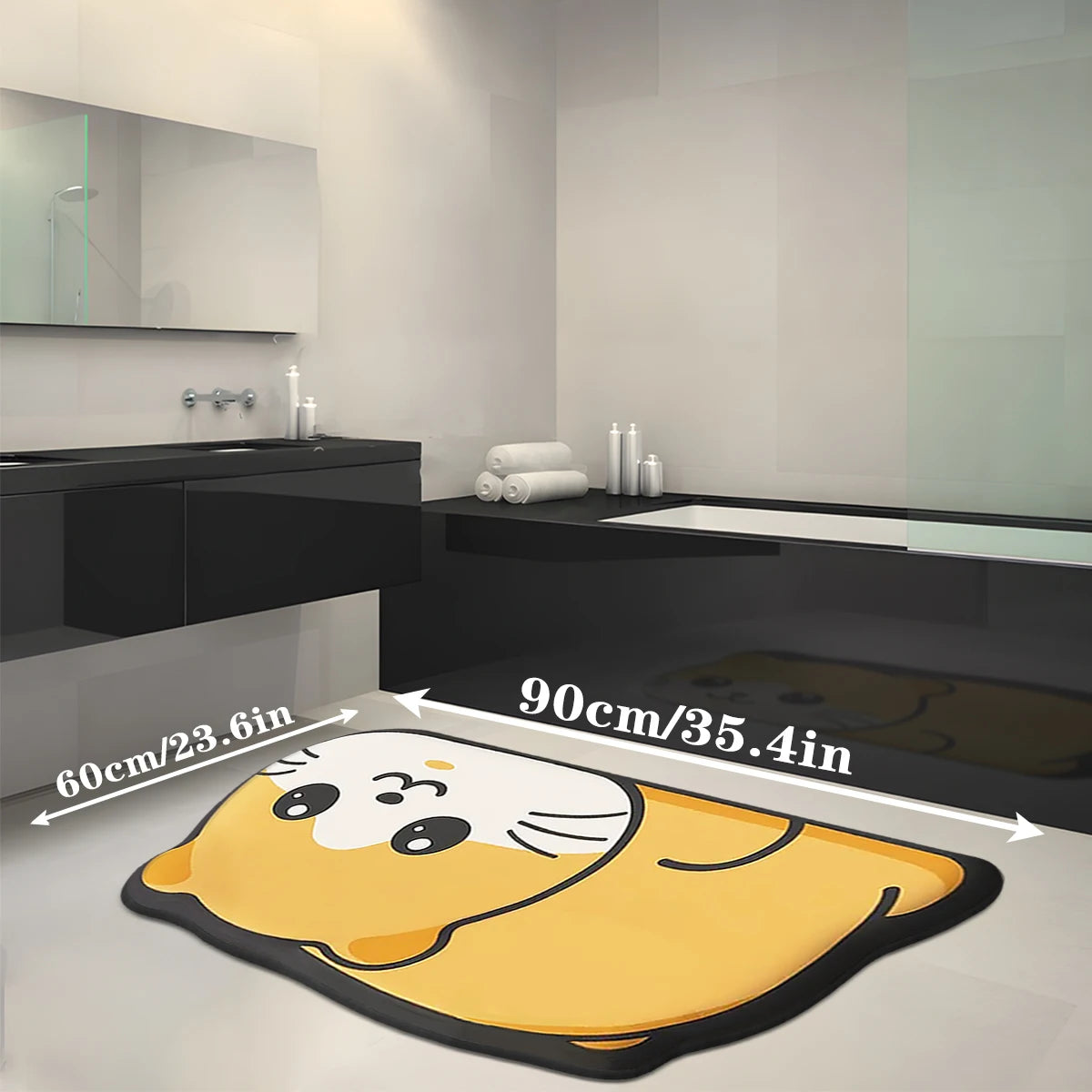 Plush Microfiber Bathroom Carpet - Machine Washable Chenille Mat