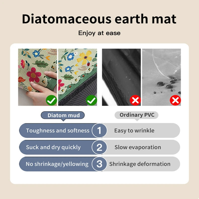 Diatomaceous Earth Stone Bath Mat - Flower Design Quick-Drying Carpet