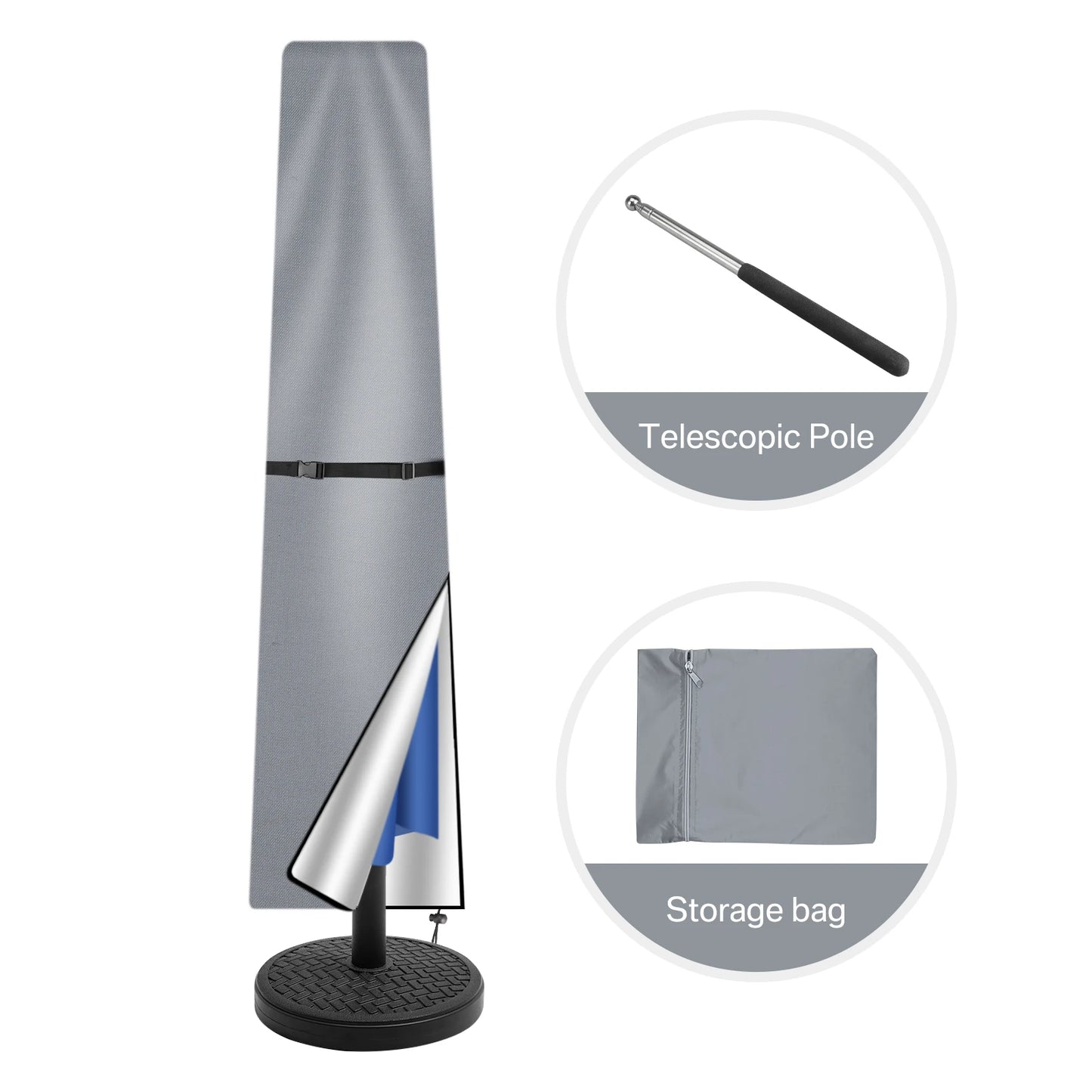 Waterproof Parasol Cover 210D - Garden Umbrella Protection with Zip