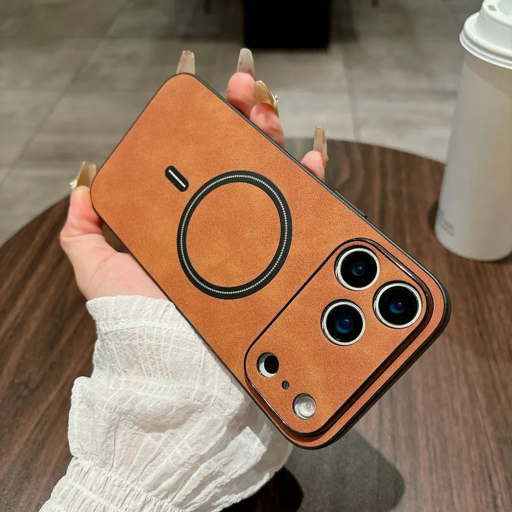 Magnetic Leather iPhone Case - All-Round Camera Protection