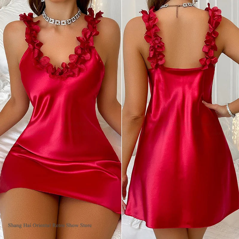 2-Piece Lace Kimono Robe Set - Silk Satin Nightgown