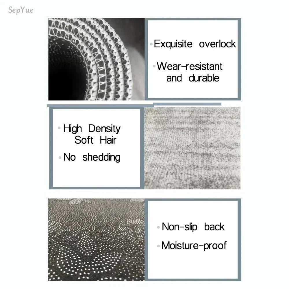 Black and Gray Marble Runner Rug - Long Carpet Floor Mat