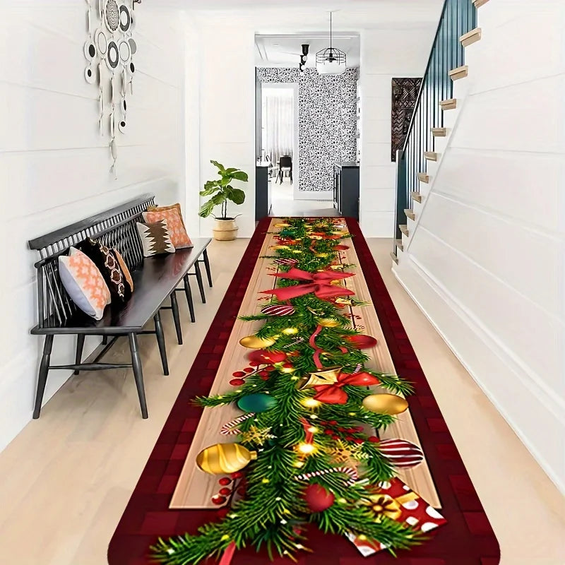 Christmas Ring Runner Mat - Rustic Farmhouse Decorative Rug