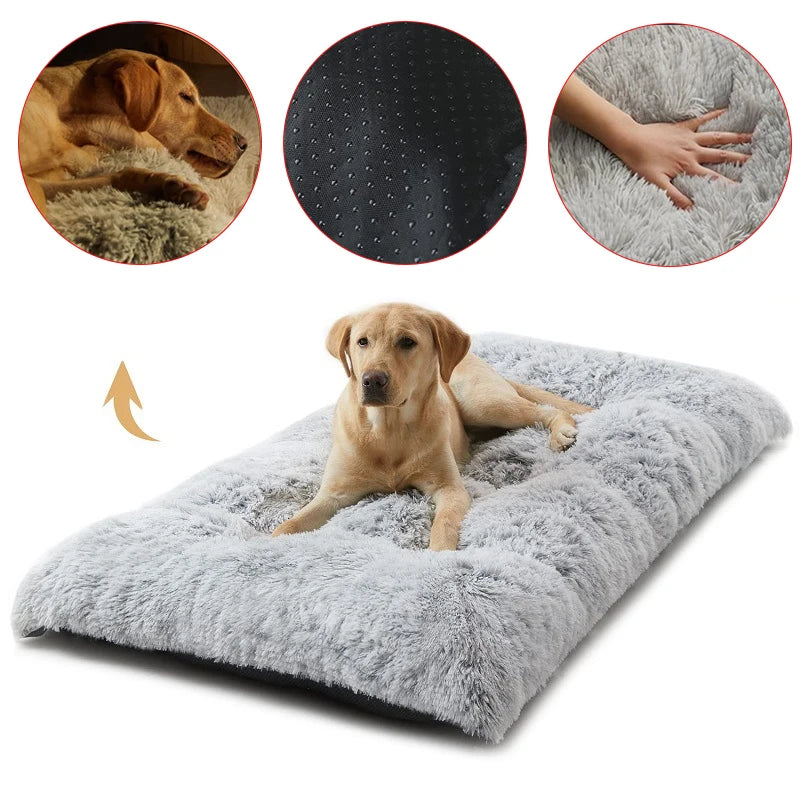 Thick Soft Pet Bed Mat - Square Plush Cushion for Dogs & Cats