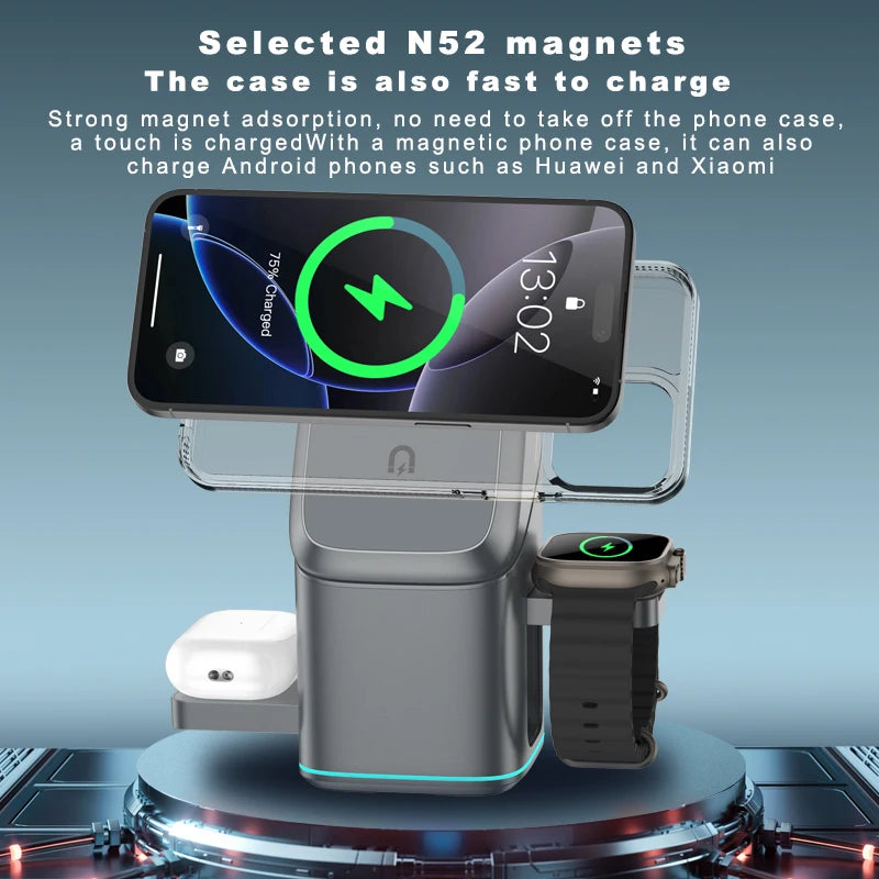 Chargeur sans fil électrique rotatif 4 en 1 - Design portable