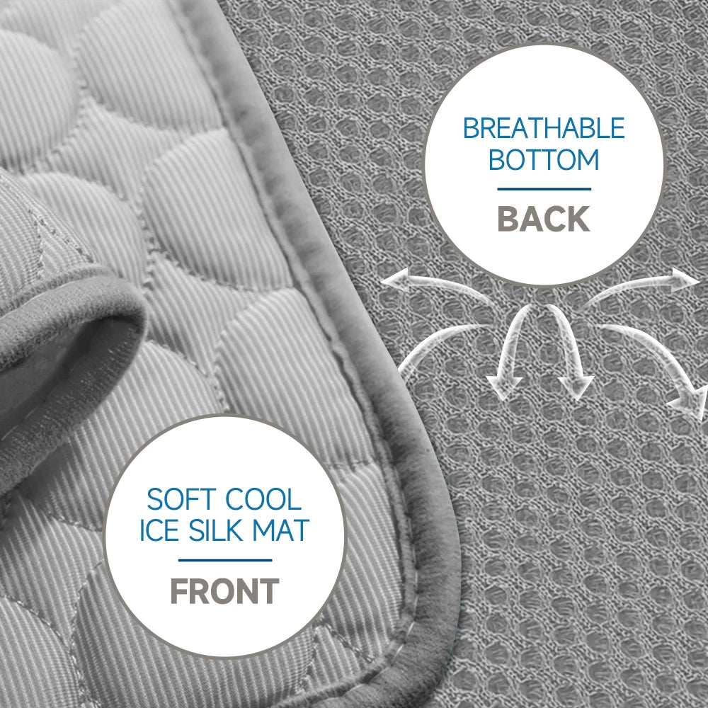 Ice Silk Pet Cooling Mat - Breathable Summer Blanket