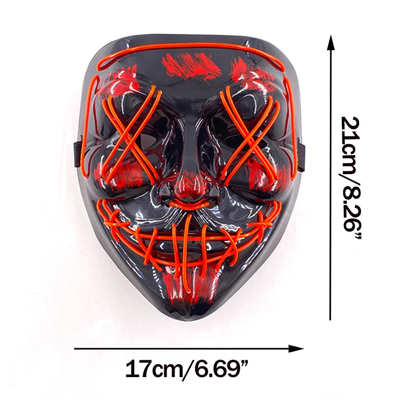 Wireless Neon LED Purge Mask - Glow in Dark Halloween Mask