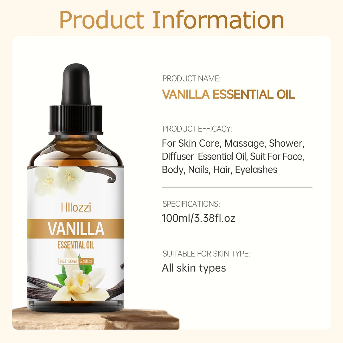 Vanilla Essential Oil - Face Care & Aromatherapy Diffuser Oil