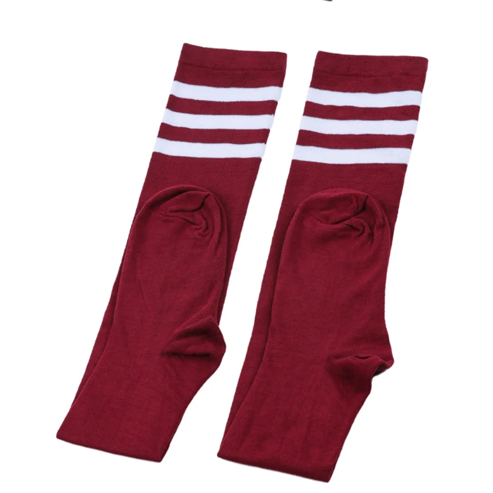 Plus Size Thigh High Socks - Striped Knit Stockings