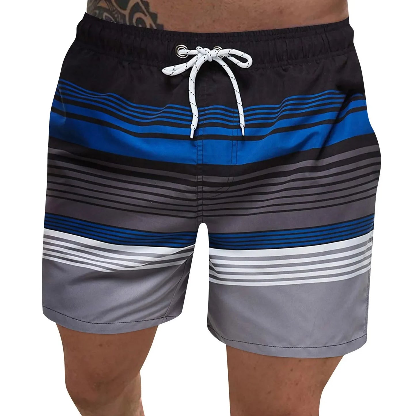 Bañador de rayas para hombre - Bañador de surf con contraste de color