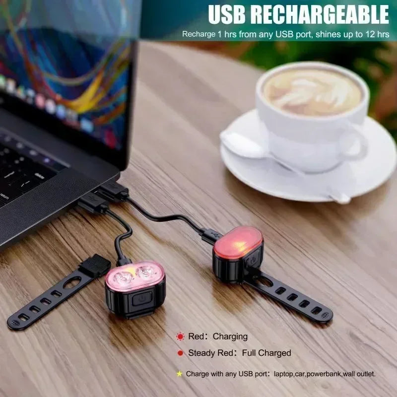 Bike Light Set - USB Rechargeable Front and Rear Lamp