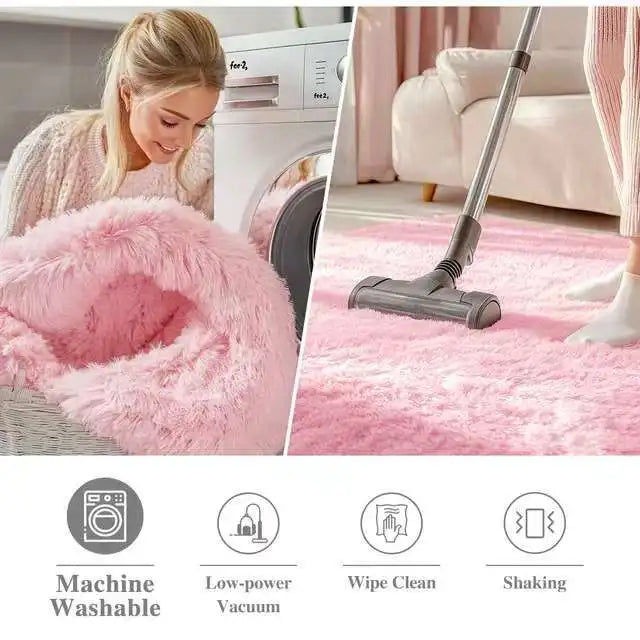 Soft Fluffy Tie-Dye Carpet - Gradient Bedside Rug for Girls