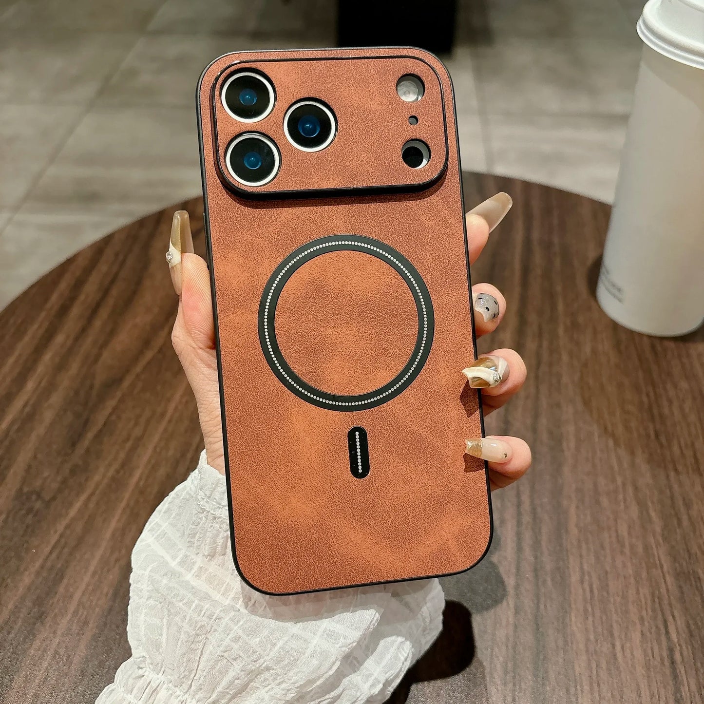 Magnetic Leather iPhone Case - All-Round Camera Protection