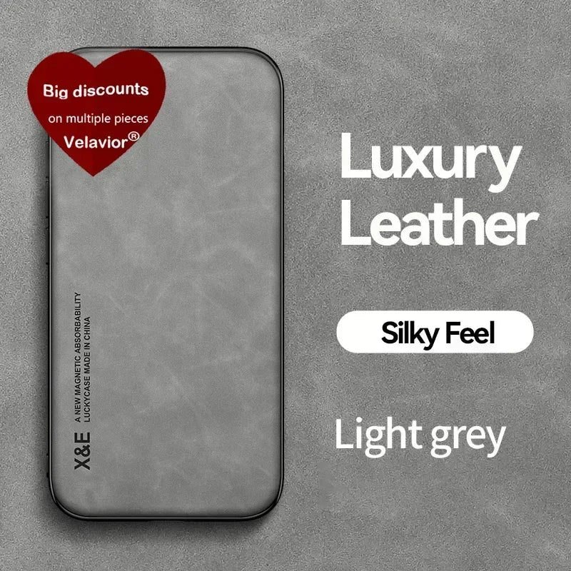 Luxury Leather iPhone Case - Magnetic Car Holder Compatible