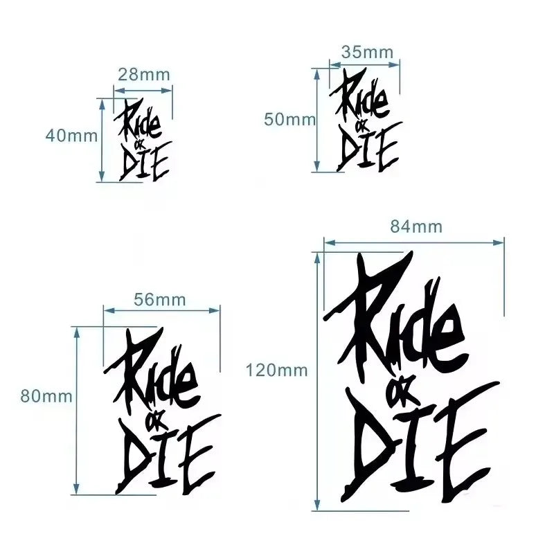 Bike Frame Stickers - Ride or Die Waterproof Vinyl Decals