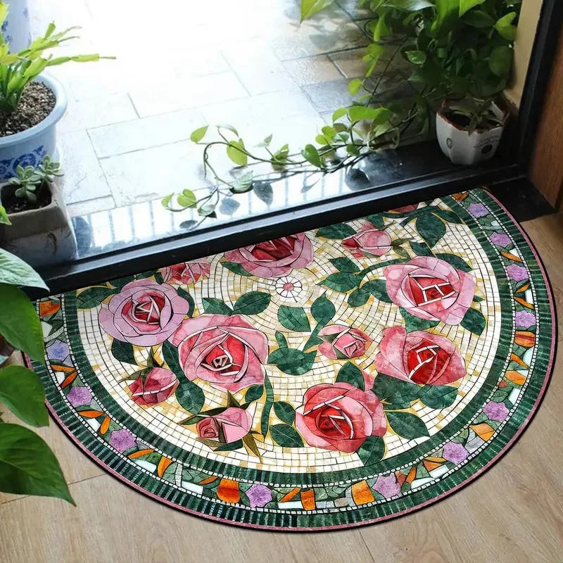 Crystal Velvet Boho Half Round Carpet - Non-Slip Door Rug