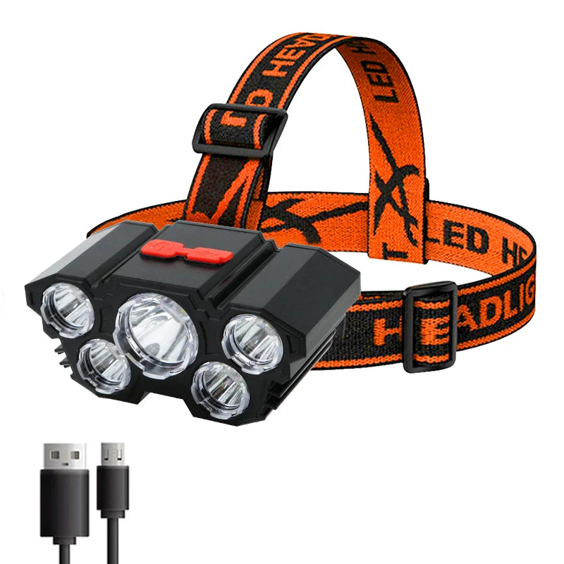 5 LED Rechargeable Headlamp - Hands-Free Adventure Light