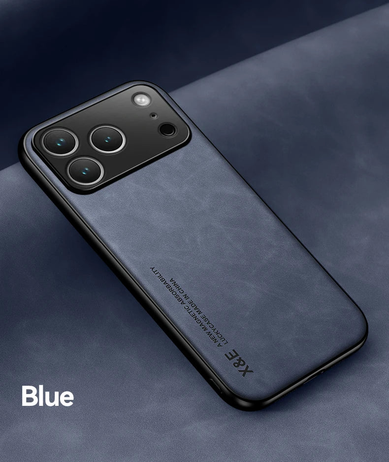Luxury Leather iPhone Case - Magnetic Car Holder Compatible