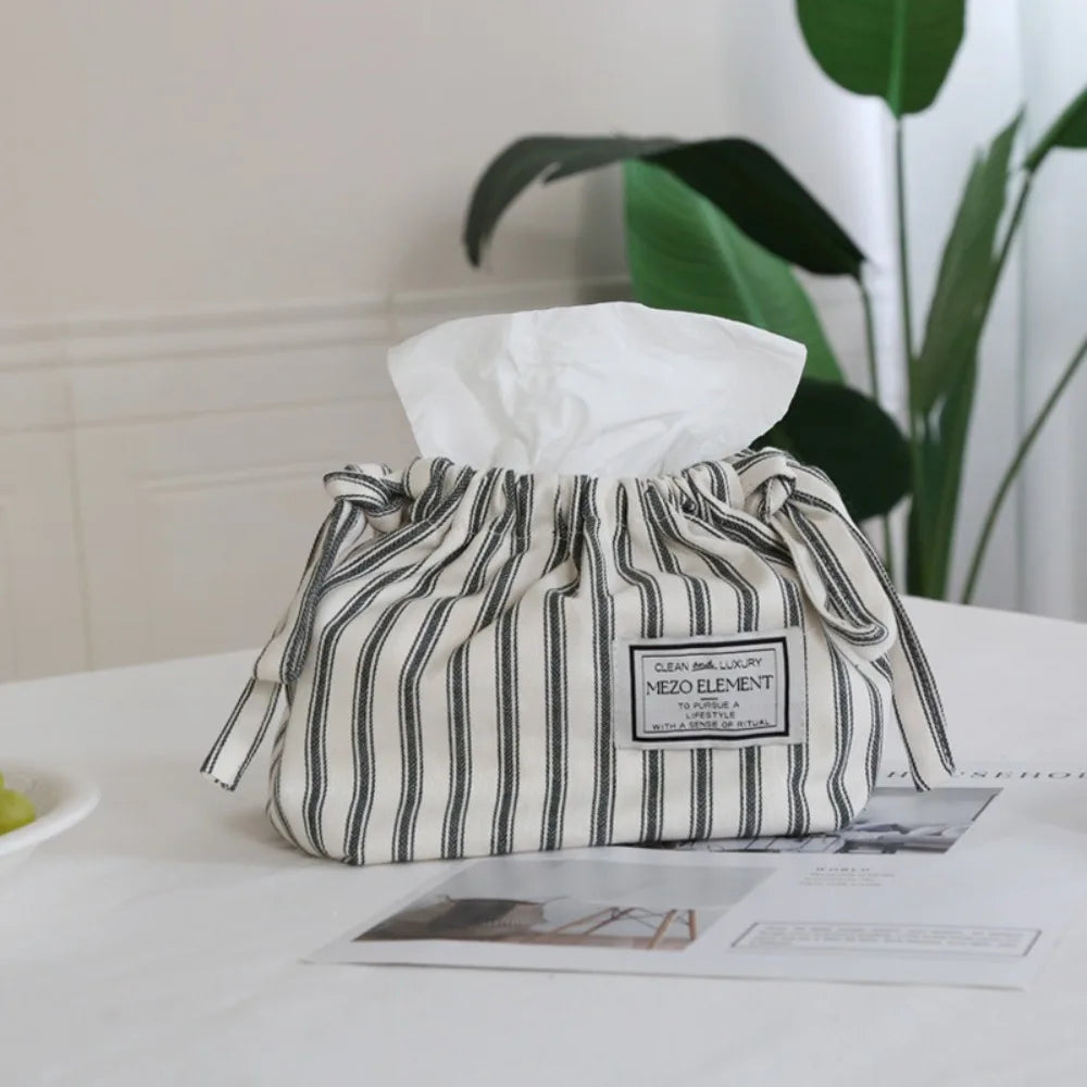 Cotton Drawstring Tissue Bag - Korean Style Storage