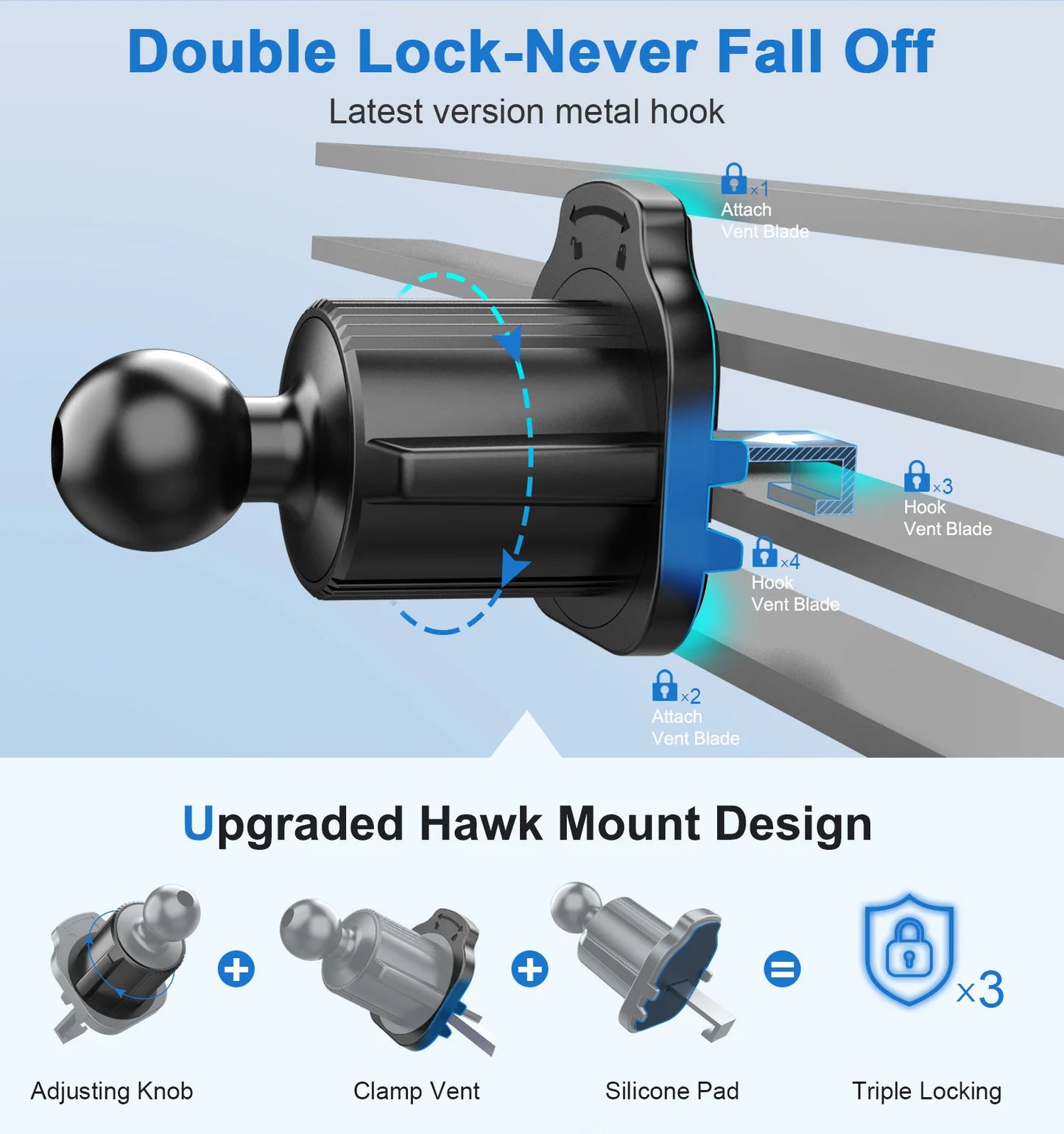 Universal Magnetic Phone Car Mount - Twist-Lock Air Vent Mount