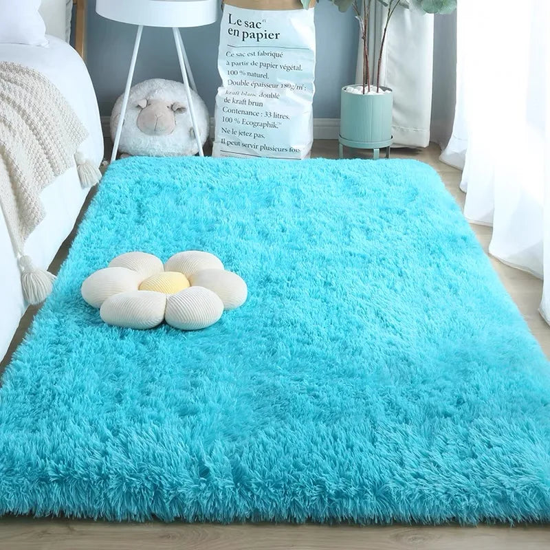 Tie-Dye Fluffy Carpets - Warm Plush Floor Mats for Kids