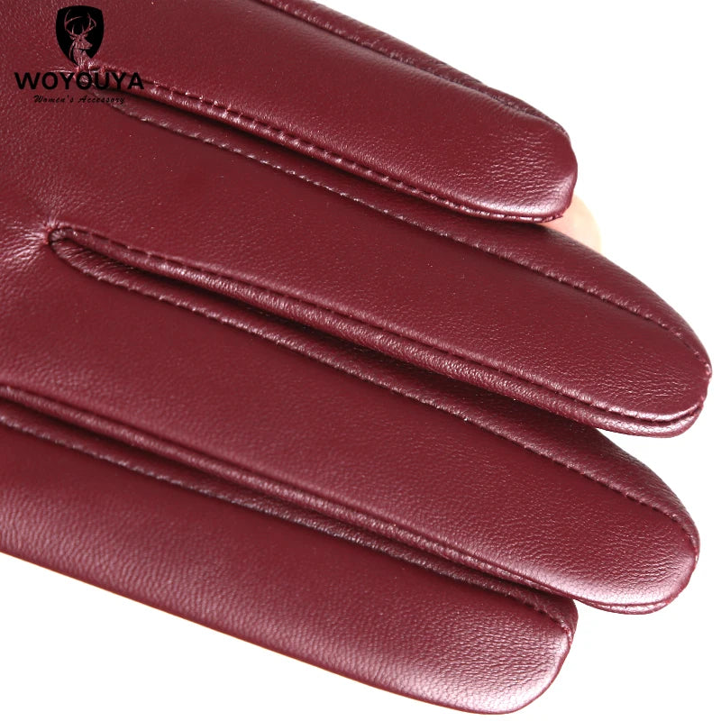 Guantes de cuero de moda para mujer: mitones cálidos de invierno