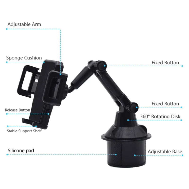 Car Phone Holder & Water Cup Holder Mount - Premium Car Interior Accessories
