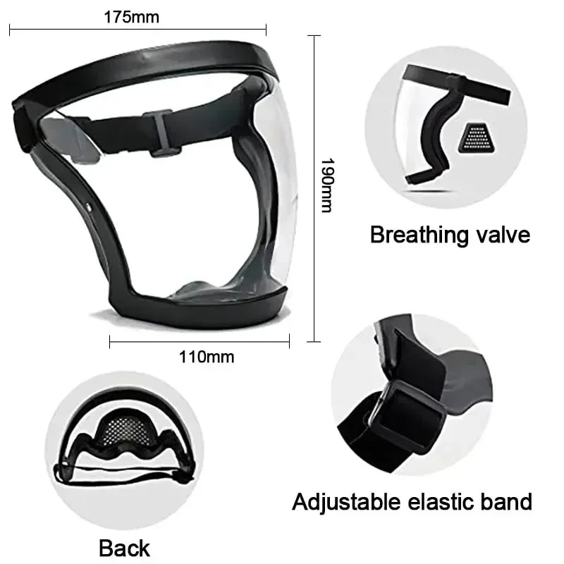 Máscara de protección facial completa - Protección de seguridad transparente