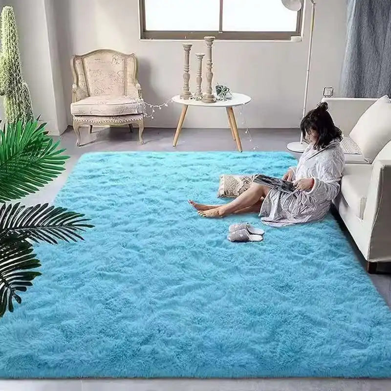 Tie-Dye Fluffy Carpets - Warm Plush Floor Mats for Kids