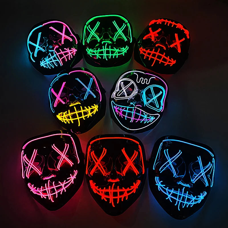 Wireless Neon LED Purge Mask - Glow in Dark Halloween Mask